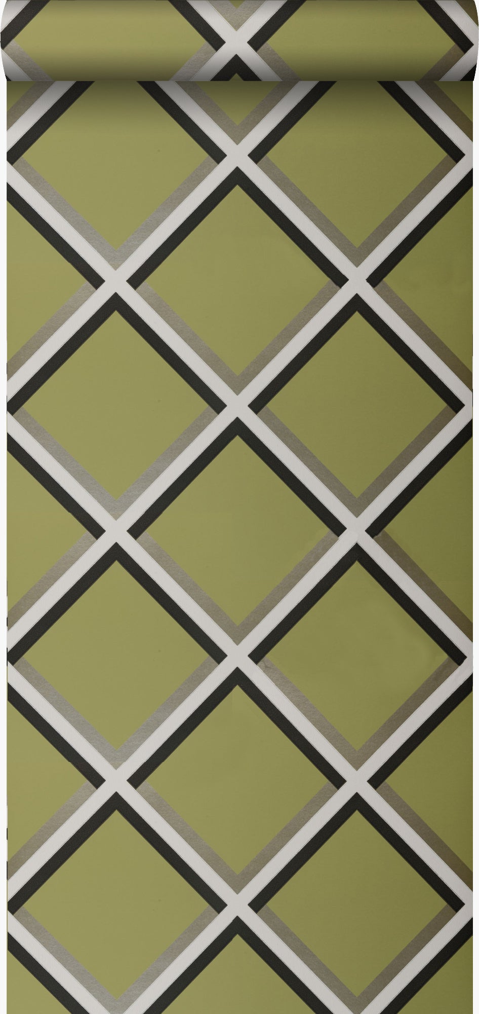 Tapeta figury geometryczne oliwkowym - 52 cm x 10.05 m - ORIGIN