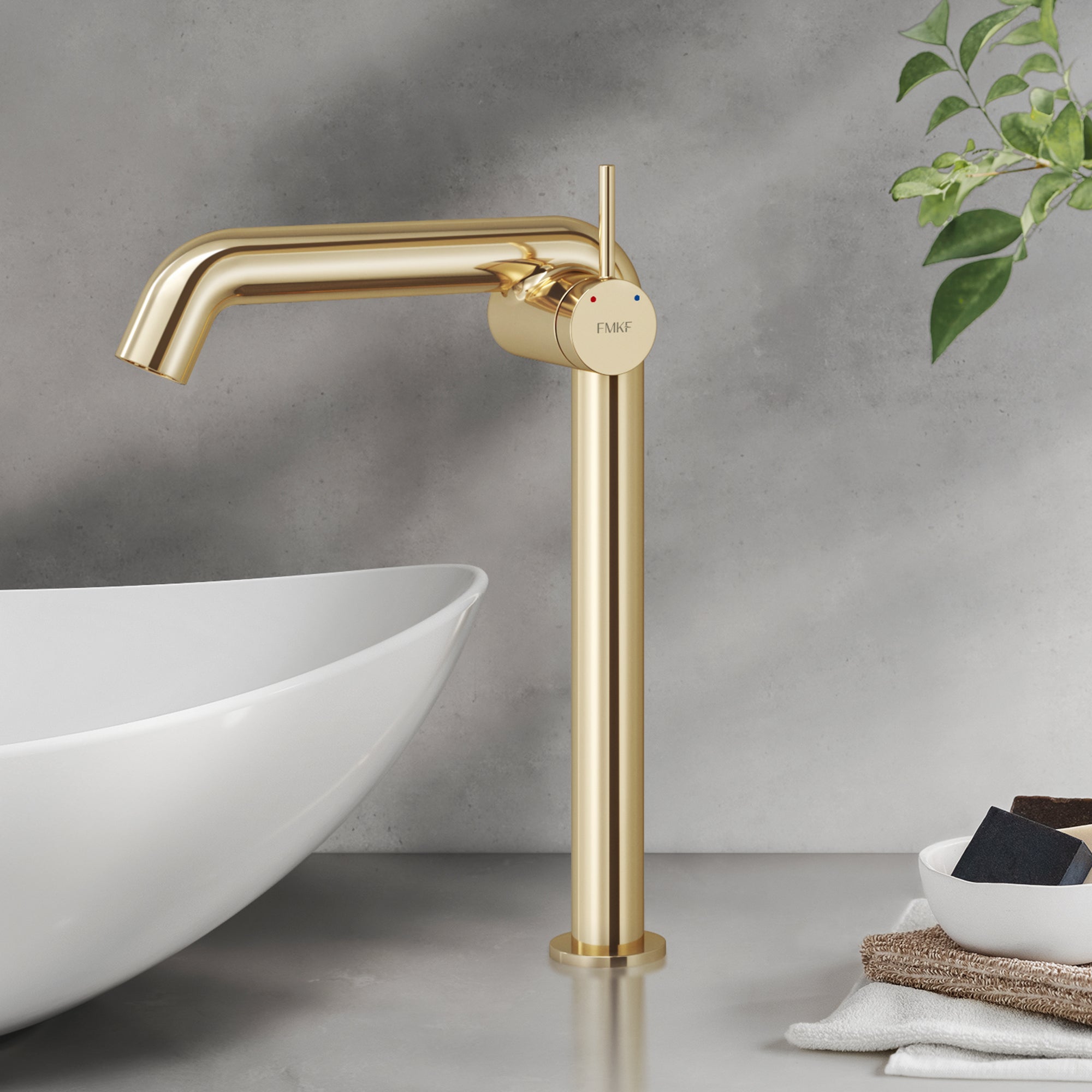 EMKE Bateria umywalkowa wysoka złoto szampańskie 33.2 cm