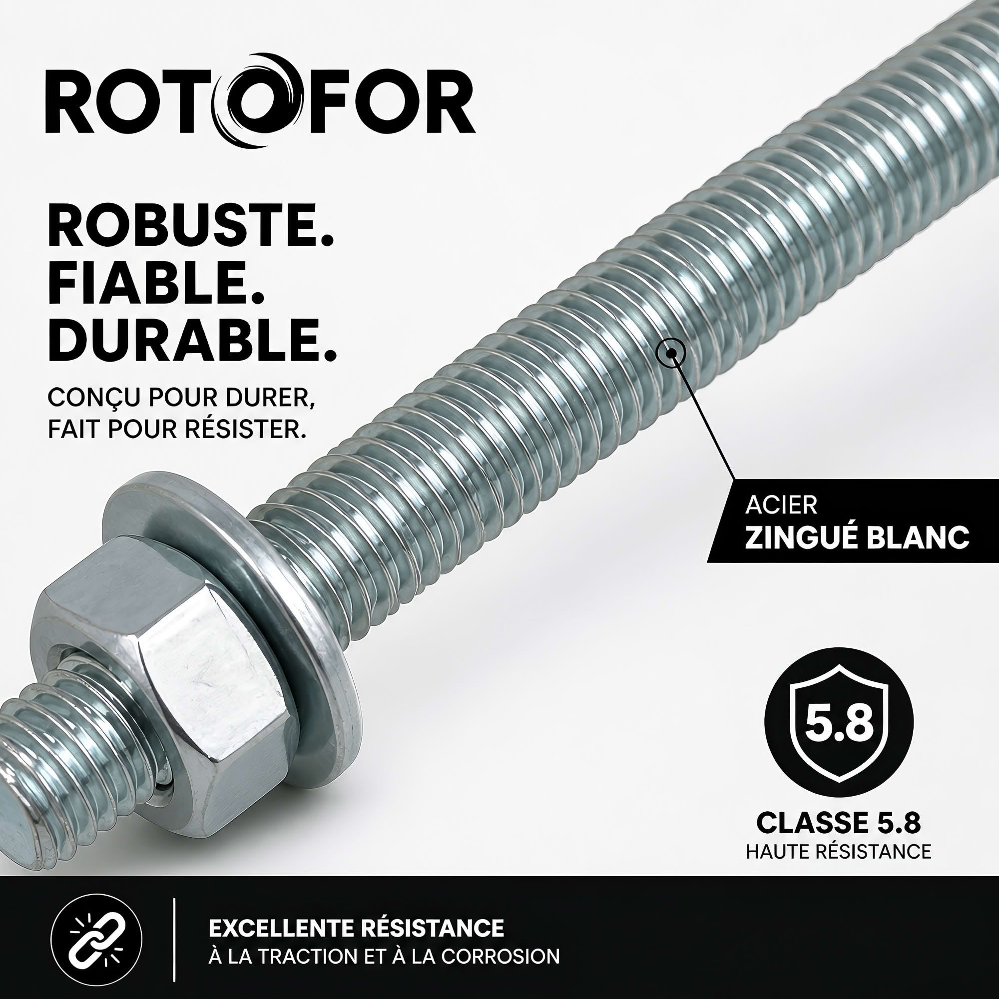 10 Tiges pour Scellement Chimique 5,8 acier Zn - diamètre 10 mm - Longueur 160 mm - Diamètre 10 - 12 mm - 4