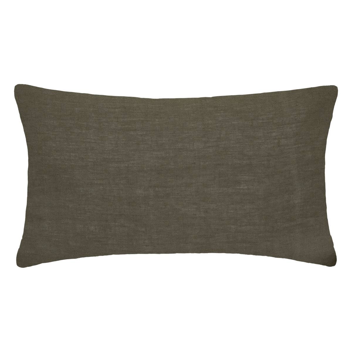 Funda de almohada linah verde caqui - lino lavado 50x70 cm - atmosphera créateur d'intérieur