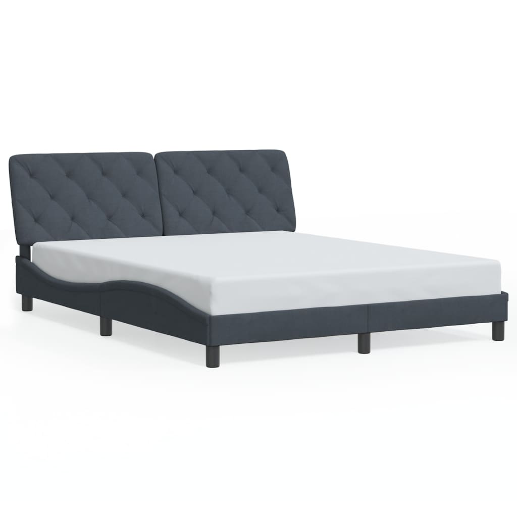 Cadre de lit sans matelas gris foncé 160 x 200 cm en velours - 2