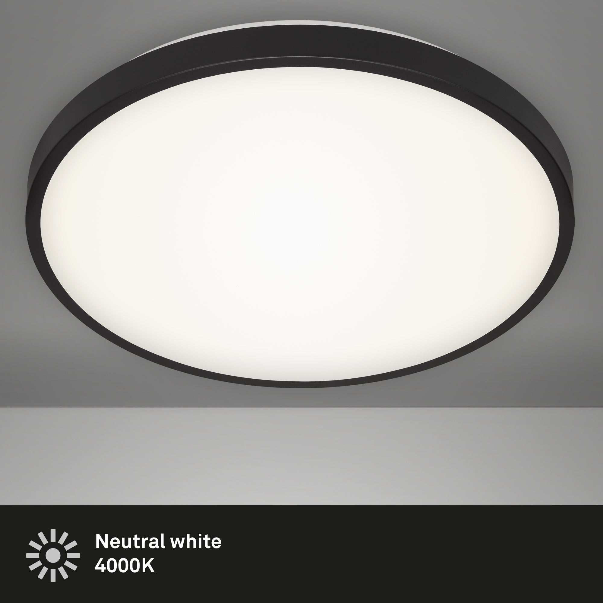 Plafonnier LED BRILONER LEUCHTEN MANNY, 24 W, 2200 lm, IP20, noir-blanc, plastique-métal, Ø 38,5 cm - 2