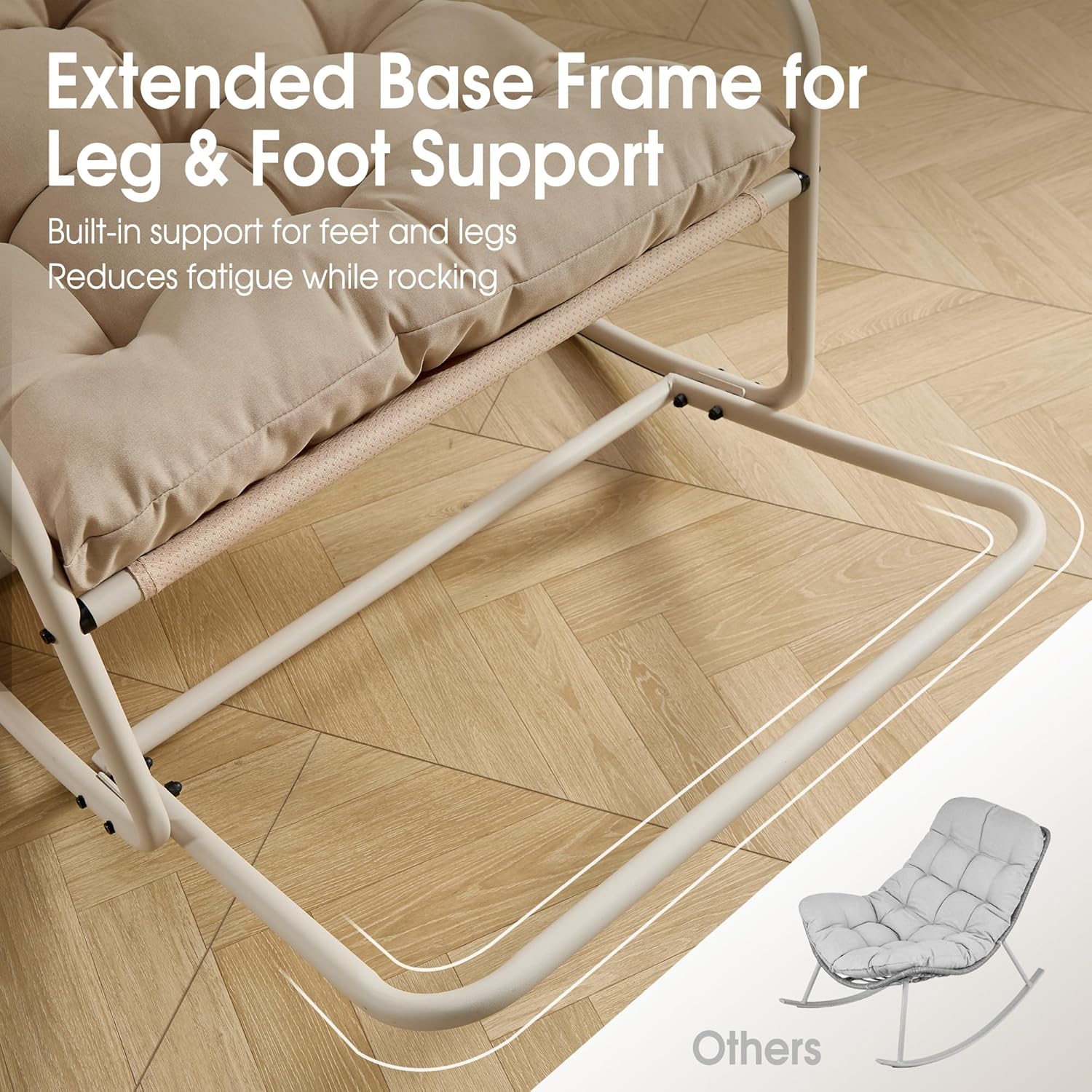 Rocking Chair Relax à Bascule avec Repose-Pieds, Coussin coton Doux, Structure Acier Durable, Parfait pour Salon, Chambre ou Terrasse - 5