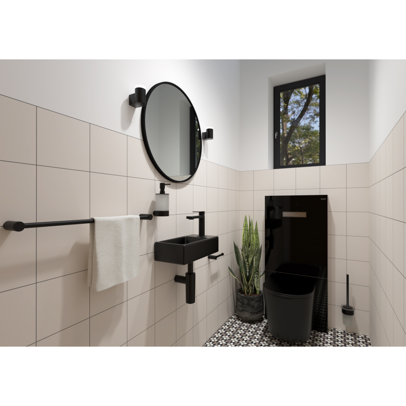 Swiss Aqua Technologies Brevis Lave-mains suspendu avec trou pour robinetterie à droite, 40,5x20,5x10,5cm, noir (SATBRE4020SRBKM) - 3