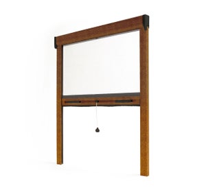 Porte Moustiquaire enroulable et retractable en aluminium recoupable 140 x 250 cm Marron
