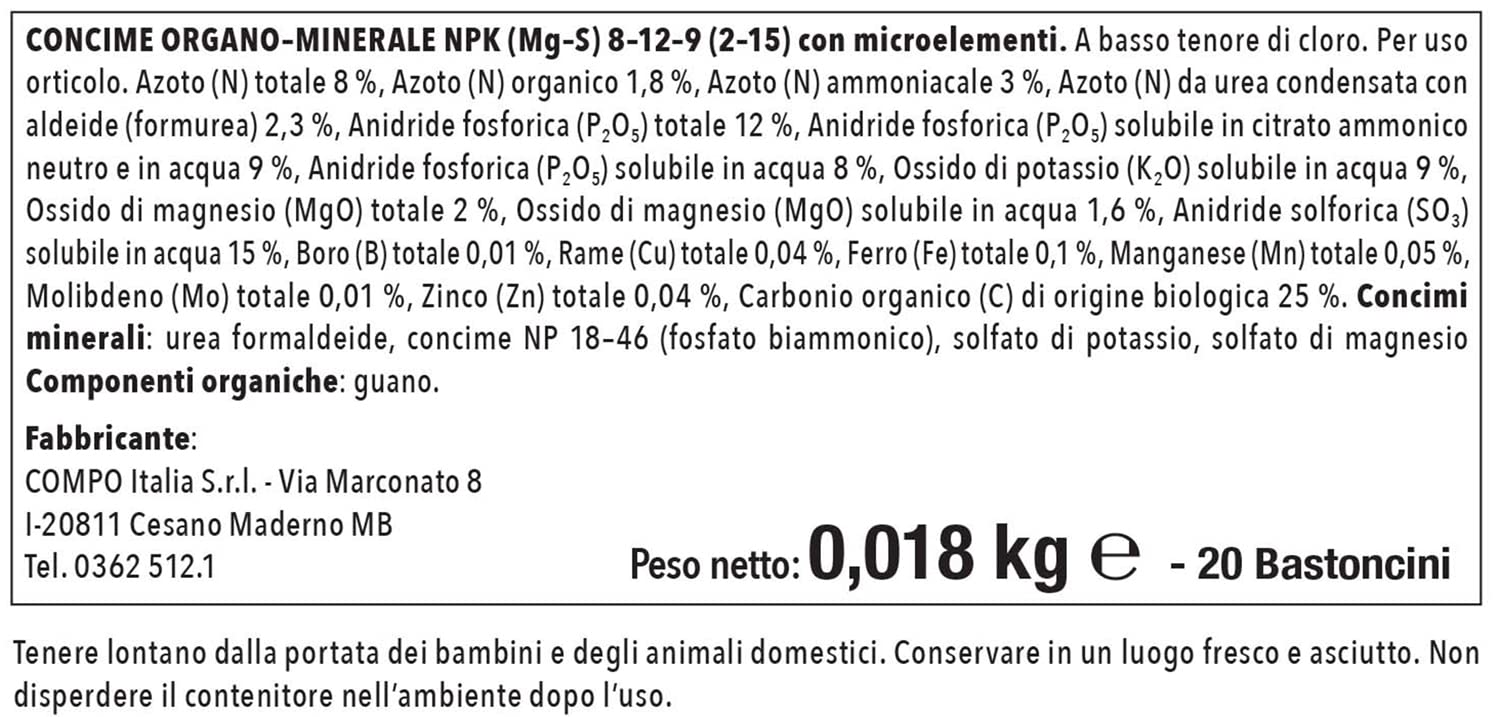 Concime In Bastoncini GESAL Con Guano - Per Piante Verdi Da Appartamento, Balcone E Giardino, 20 Bastoncini - Foto 10