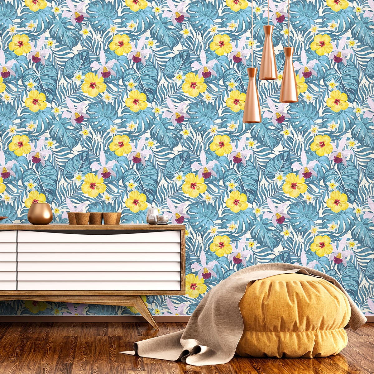 Vinilo papel tapiz tropical chillan - adhesivo de pared - revestimiento sticker mural decorativo - 60x60cm