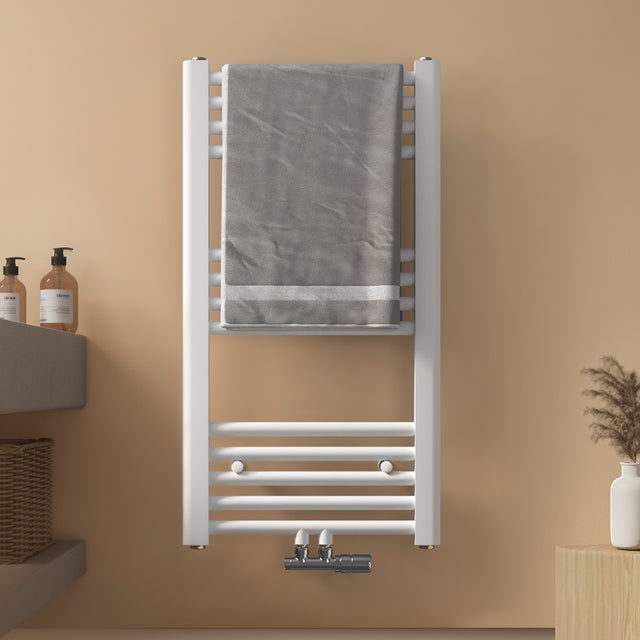 EMKE Grzejnik Łazienkowy 244W, 75x40 cm, 6 bar, do 3 m² – Biały