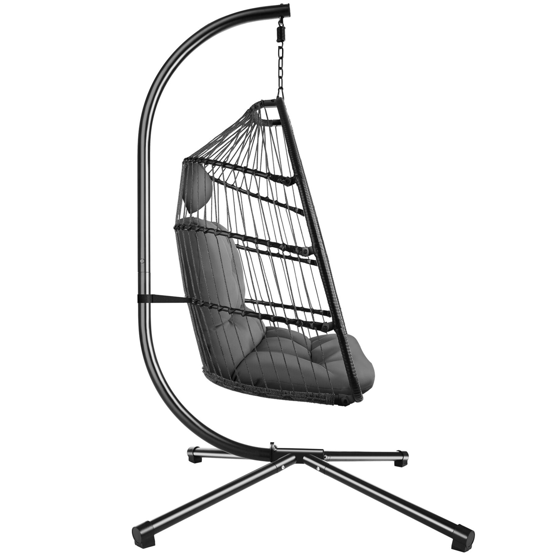 Fauteuil suspendu en acier, confortable, pivotant, pliable, coussin amovible, réglable, 160 kg, gris foncé TECTAKE - 3