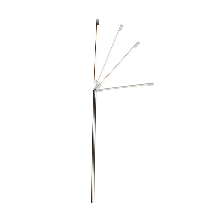 Qazqa moderne lampadaire - Berdien Fl - acier, led intégrée 6w incluse, Integrated led, dimmable, 163cm, idéal pour le salon - 4