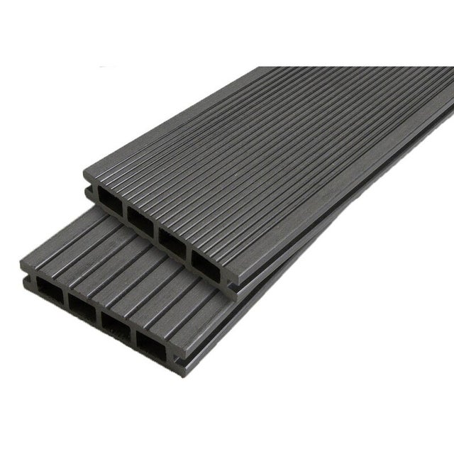 Lame terrasse bois composite alvéolaire Dual - Gris anthracite - Ep. 25mm, Lg. 14 cm, Long. 240 cm