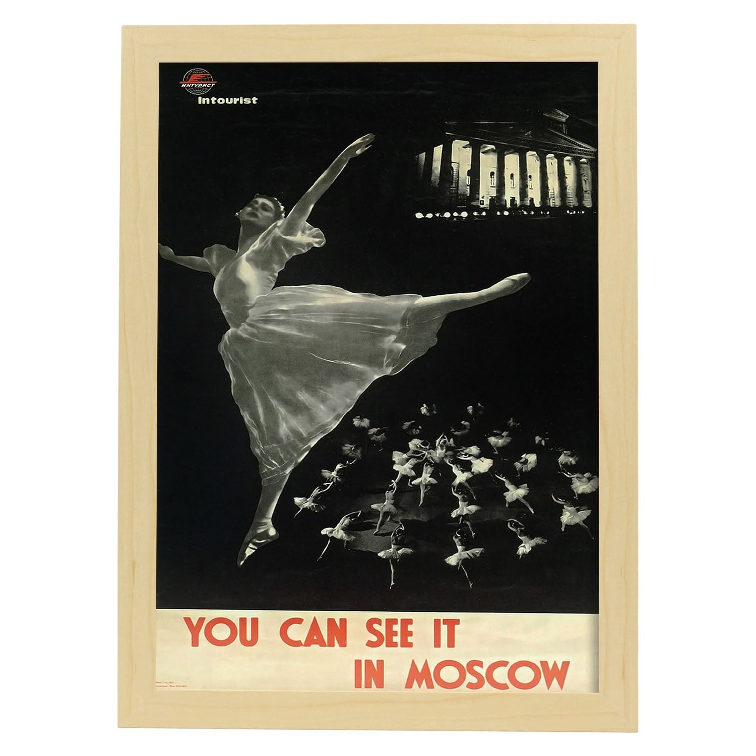 Poster vintage de moscãº. con imagenes vintage y de publicidad antigua. marco blanco - a3