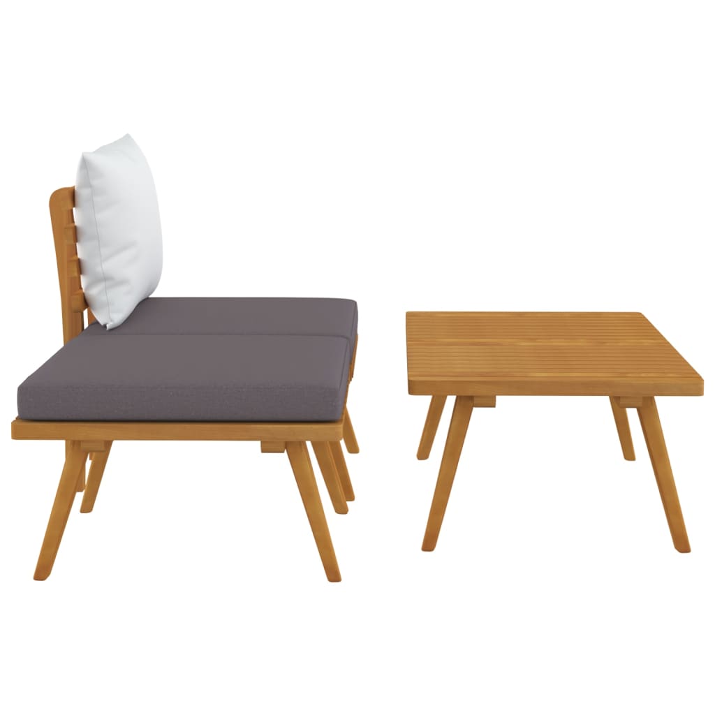Maison Exclusive - Salon de jardin 3 pcs avec coussins Bois d'acacia massif - 4