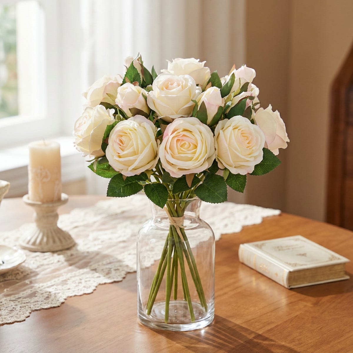 3000 Roses Roses artificielles fleurs artificielles bouquet de 12 | Leroy Merlin