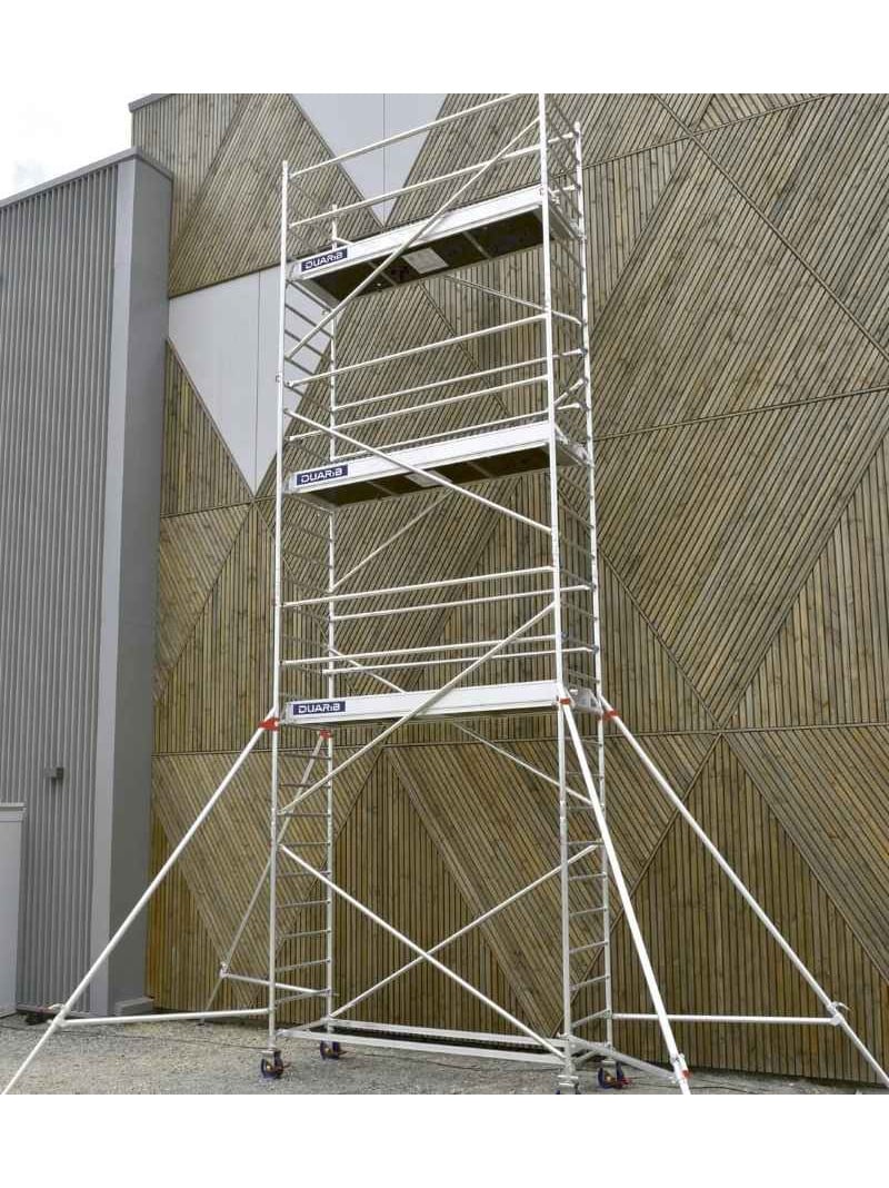 DUARIB - Échafaudage roulant alu Docker – lisses – larg 0m85 – Haut max 11,90 m – Long 2m05 / 2m54 / 2m95 - Haut plateau 10,9 m - L 2m54 x l 0,85 m - 2