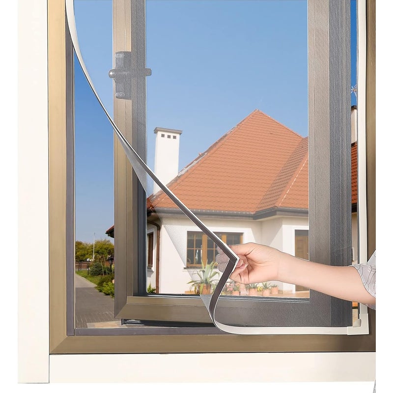 Moskitiera magnetyczna na okno, regulowana, 120 x 130 cm, biała rama i biały moskitiera