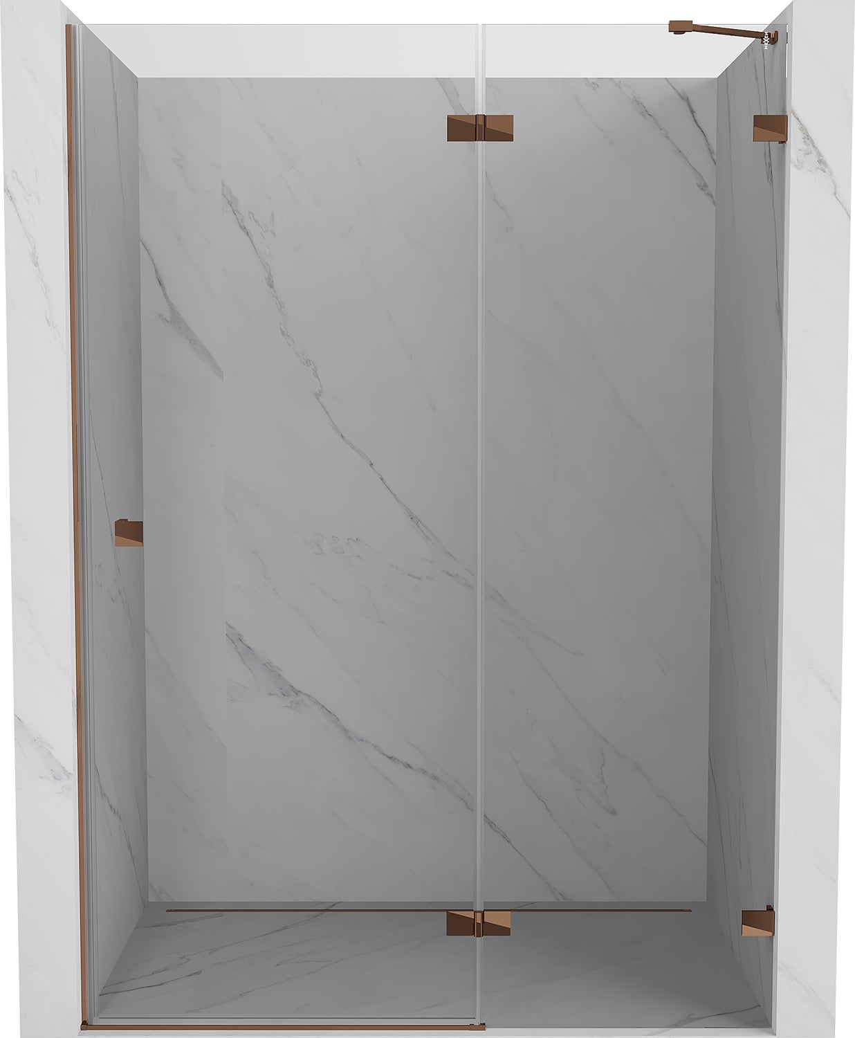 Mexen Lunar drzwi prysznicowe uchylne prawe 140 cm, transparent, różowe złoto - 834-140-000-60-00-P