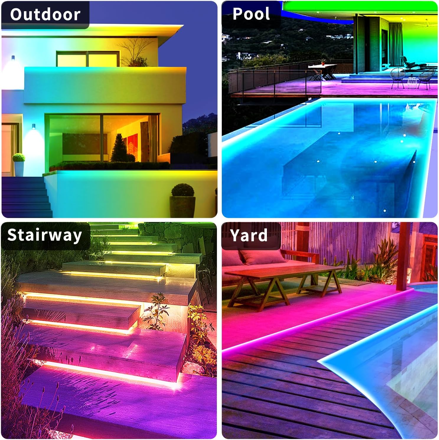 Striscia luminosa LED RGB, 30 m - 480 LED, ghirlanda luminosa LED per interni ed esterni, telecomando tramite app, impermeabilità IP65 - 2