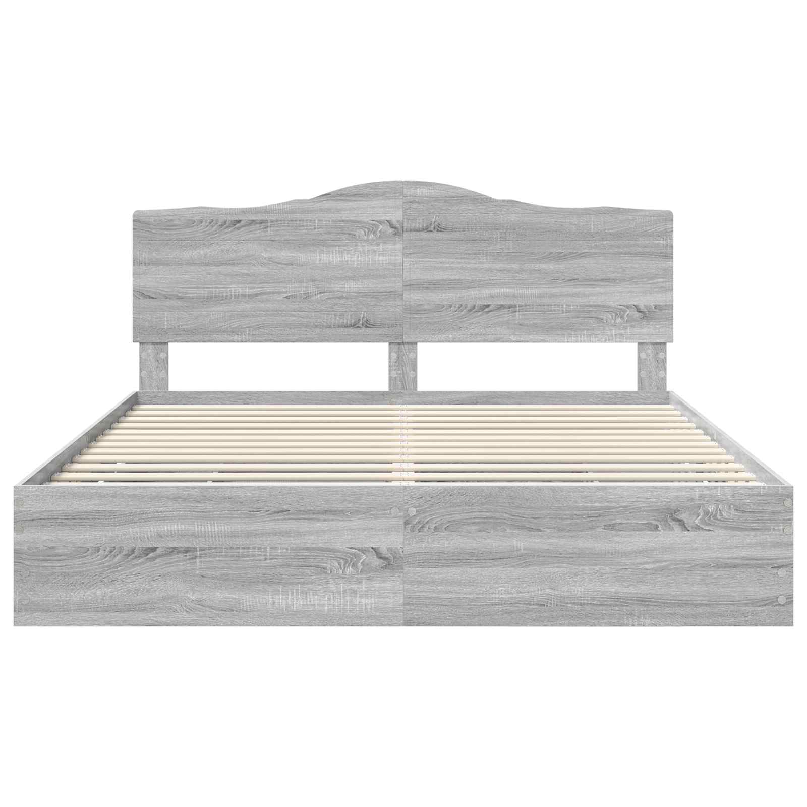 Cadre de lit en panneau de bois gris pour la chambre, 200 × 200 cm - 8