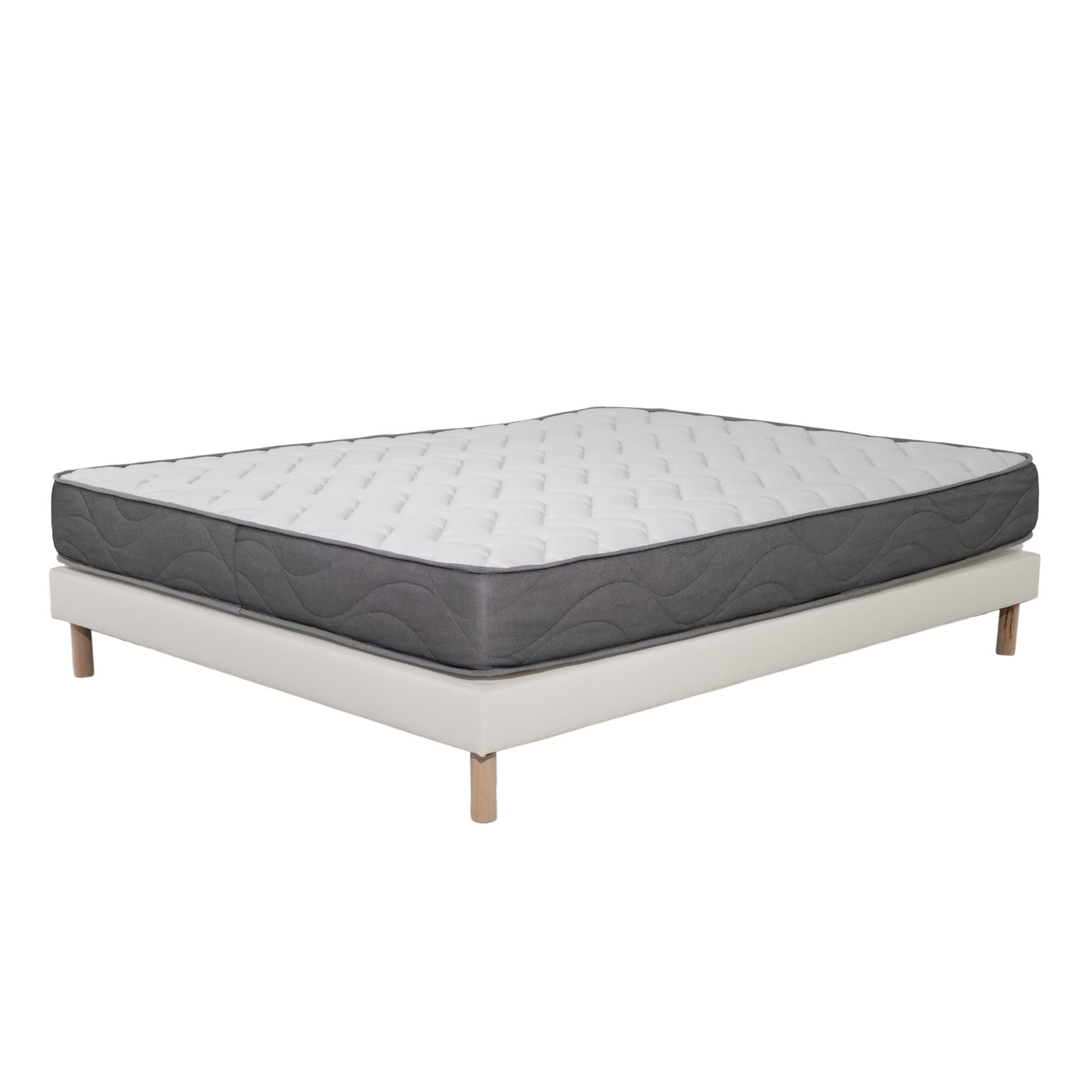 Ensemble Matelas Mousse Luxe X Mousse Et Sommier Blanc