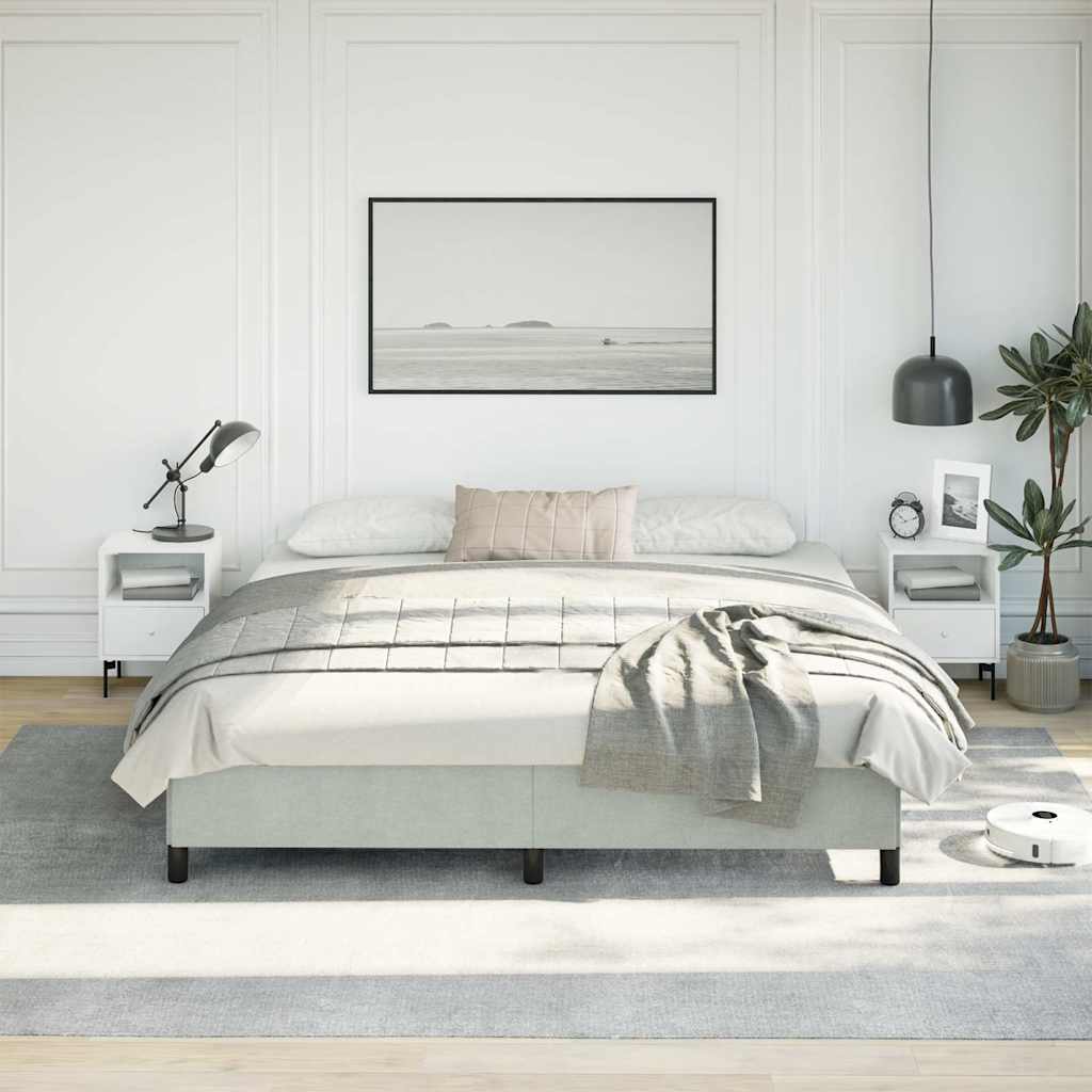 Cadre de lit gris clair 193 x 203 cm velours - 3