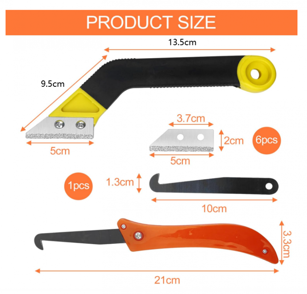 Set 6 Raschietti Per Legno - Acciaio Manganese, Per Levigatura E Rimozione Finiture, Spessore 0.8mm - Foto 9