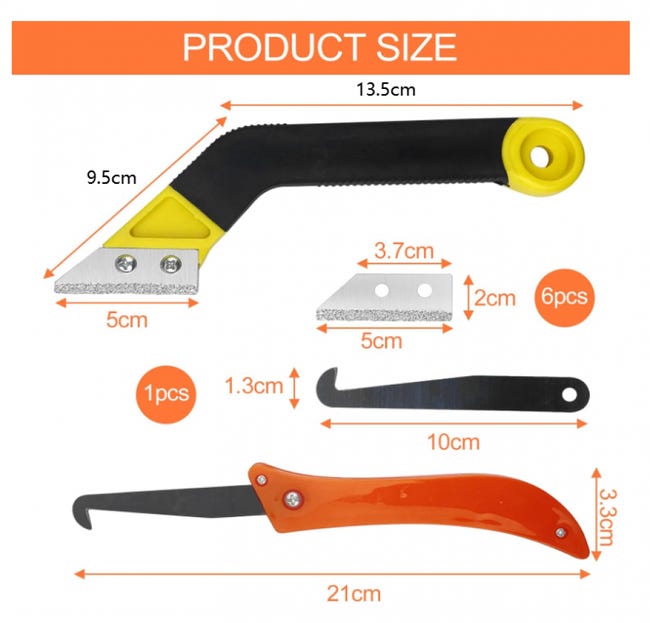 Set 6 Raschietti Per Legno - Acciaio Manganese, Per Levigatura E Rimozione Finiture, Spessore 0.8mm - Foto 9