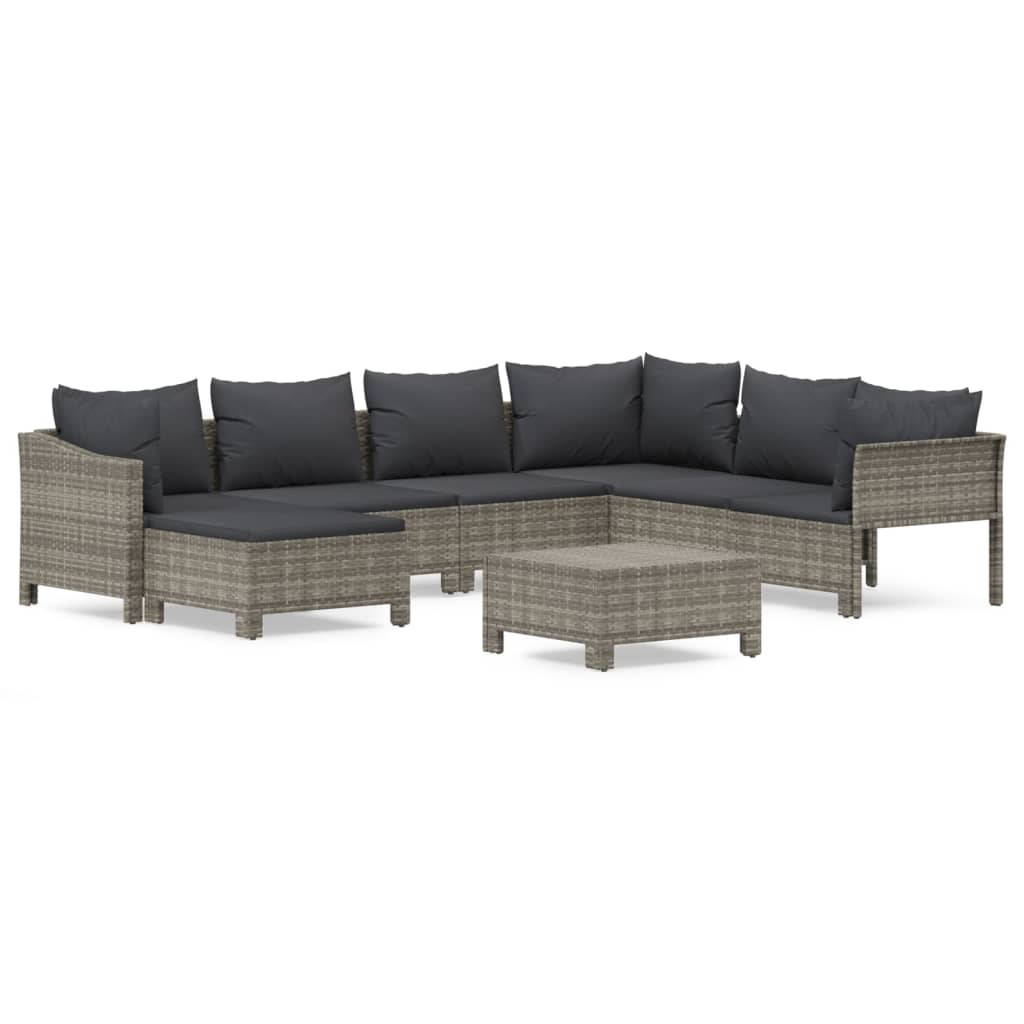 Maison Exclusive - Set Divani da Giardino 8 pz con Cuscini in Polyrattan Grigio - 2