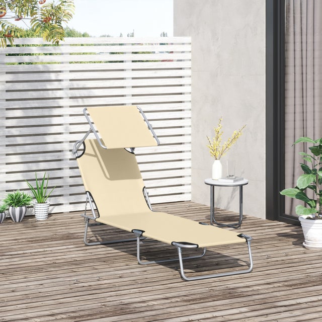 Chaise longue de jardin pliable avec pare-soleil, chaise longue de bien-être, chaise longue de plage, pour des heures de détente en plein air