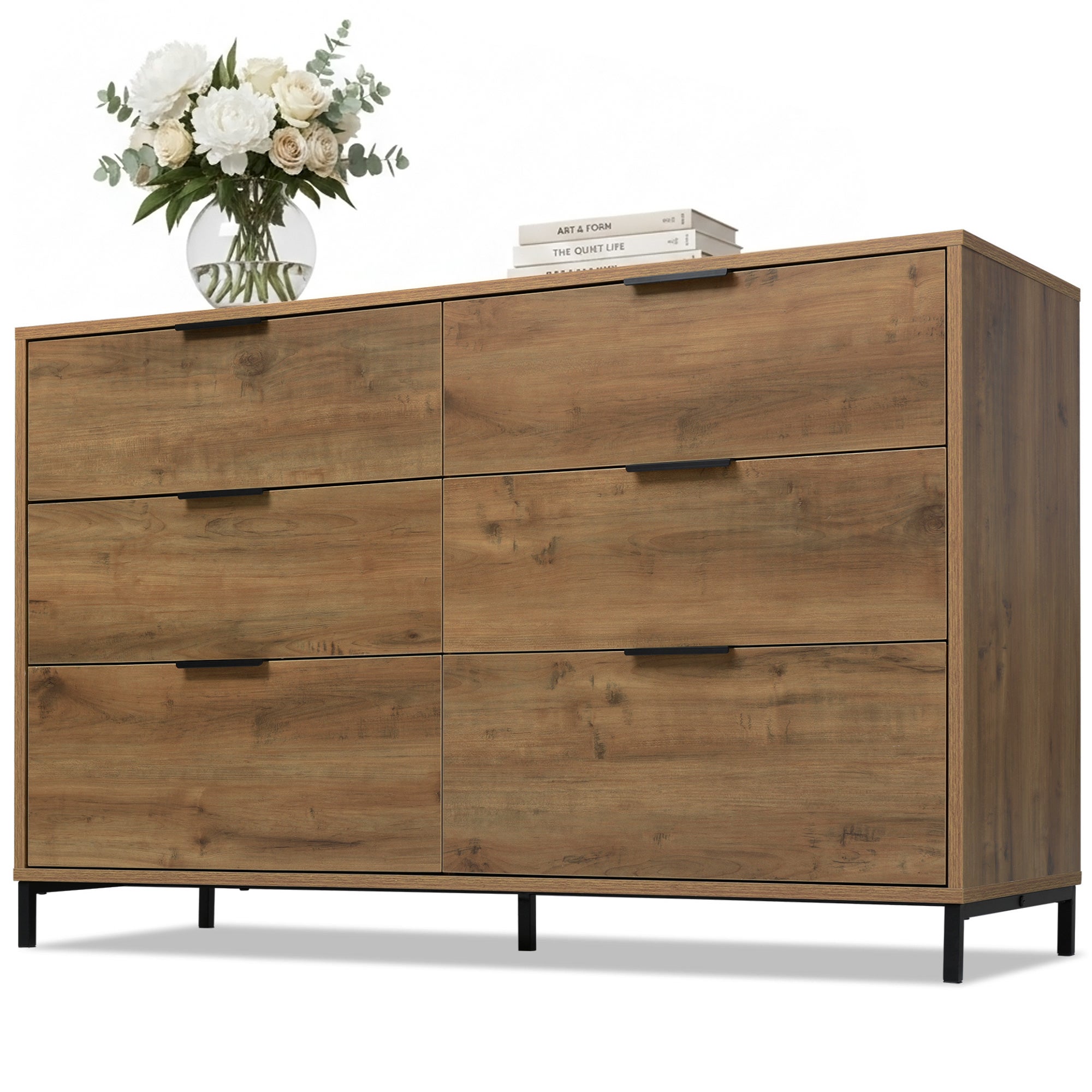 Commode avec étagères réglables- 6 tiroirs - Naturel - 5