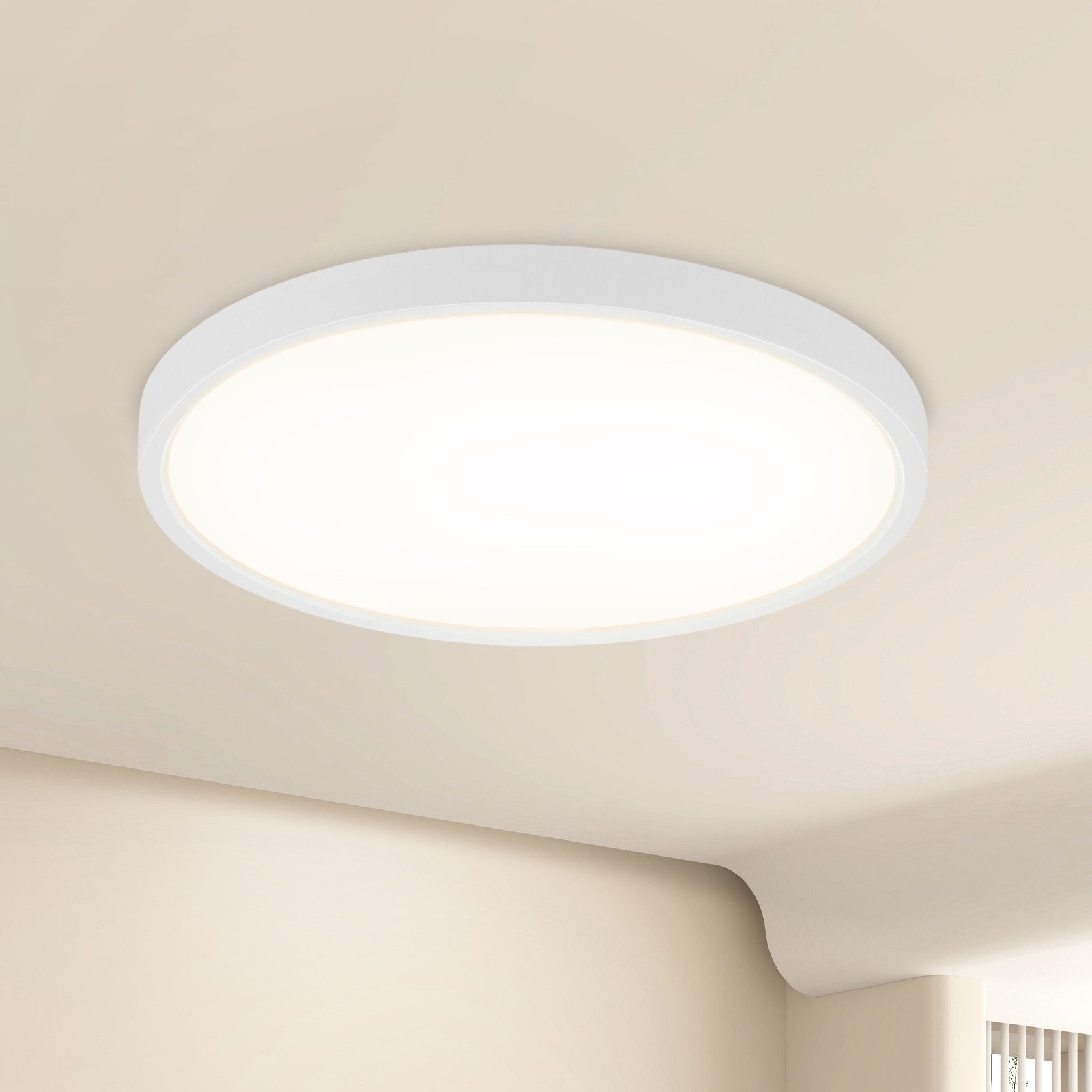 ZMH Płaska lampa sufitowa LED 18 cm - 15 W, biała, 4000 K - Nowoczesne oświetlenie do kuchni, przedpokoju, sypialni