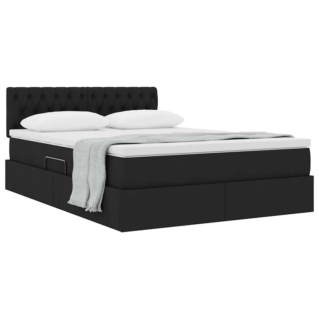 Lit avec rangement et matelas noir 140 x 200 cm velours - 3