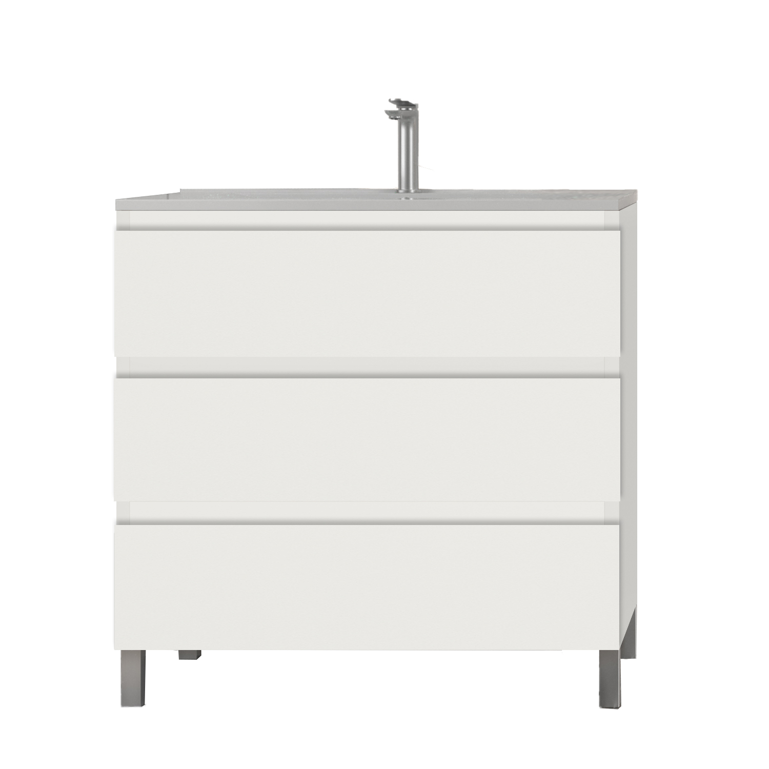 Conjunto Aprilia de mueble y encimera en medida 80 cm, acabado blanco con tirador uñero - 2