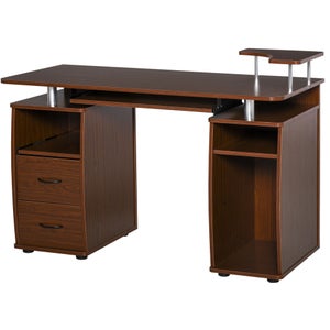 Scrivania Con Portatastiera Estraibile BAKAJI - Tavolo PC In MDF Con Ripiani E Ruote, Bianco, 93x48x76 Cm