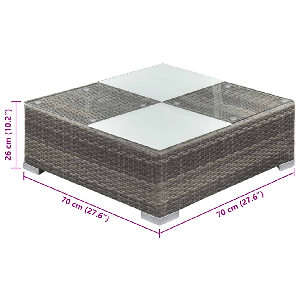 Salotto da giardino con divano 6 posti in polyrattan grigio con cuscini vidaXL - 9