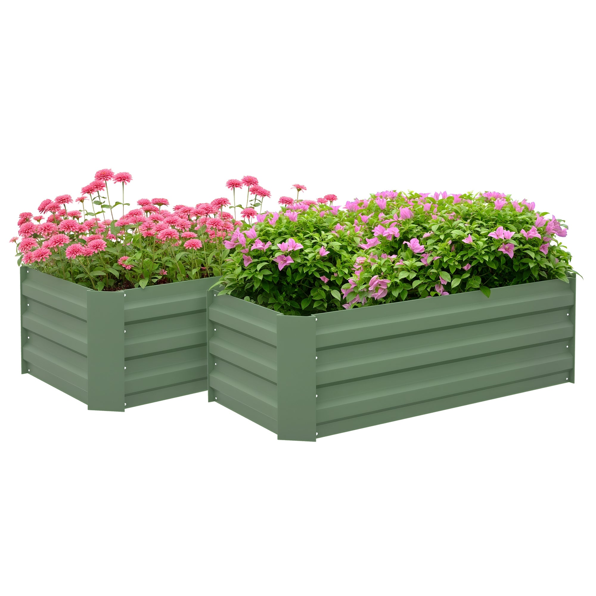 Lot de 2 grands pots de fleurs d'extrieur en acier galvanis pour jardins  urbains, terrasses ou patios, 100 x 50 x 30 cm, verts | Leroy Merlin