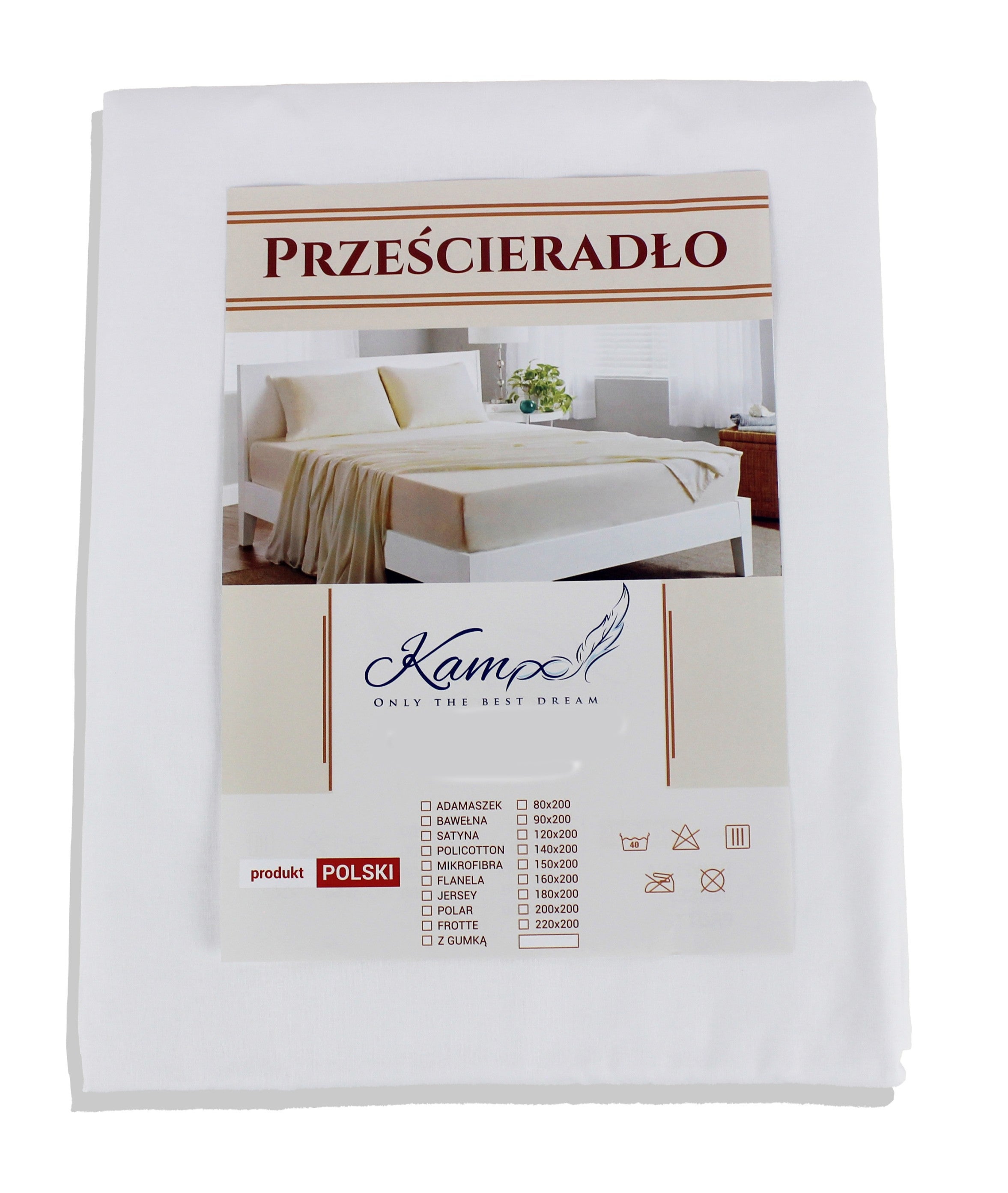 Kam-Pol prześcieradło hotelowe biały 120x240 cm