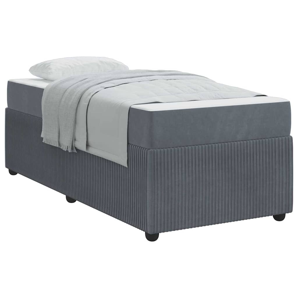 Cadre de lit avec matelas Gris foncé 90 x 200 cm Velours - 3