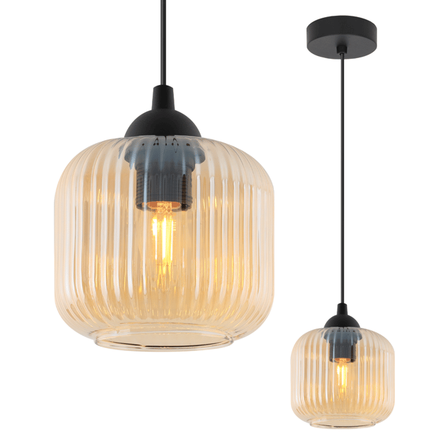 Lampa sufitowa wisząca Riffle loft 1xE27 klosz walec miodowy Light Home LH