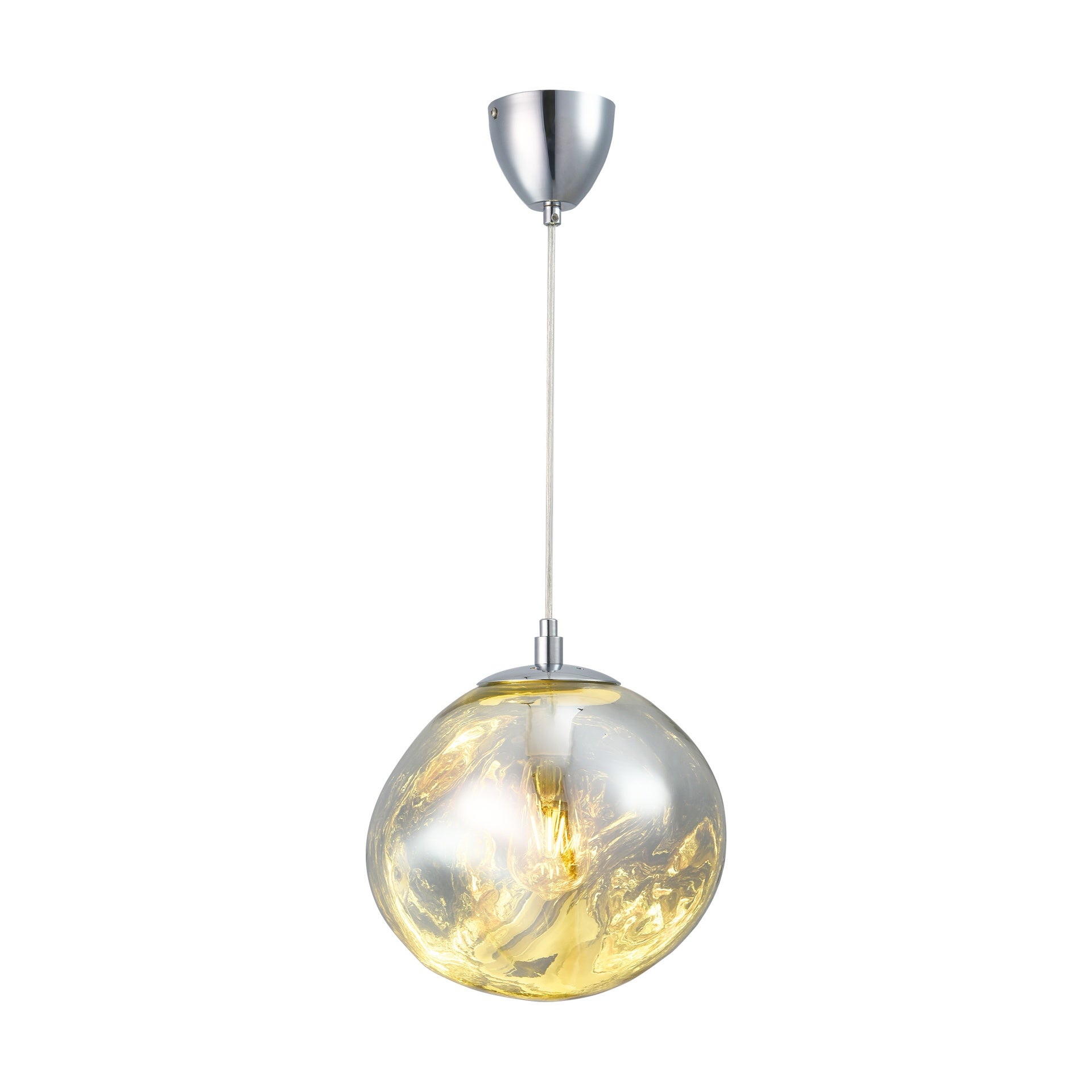 Suspension 2 Lampes 105x40x150 Cm En Verre Gris Et Métal - AMP Maison Et Styles