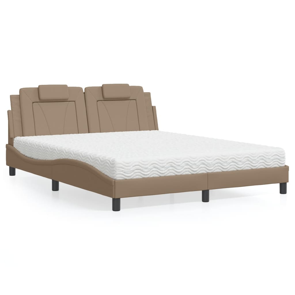 vidaXL Letto a Molle Materasso e LED Grigio Chiaro 160x200 cm Tessuto