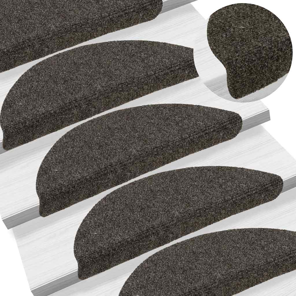 vidaXL Tapis d'escalier autocollants 30 pièces 56 x 17 x 3 cm Anthracite Demi-rond - 4