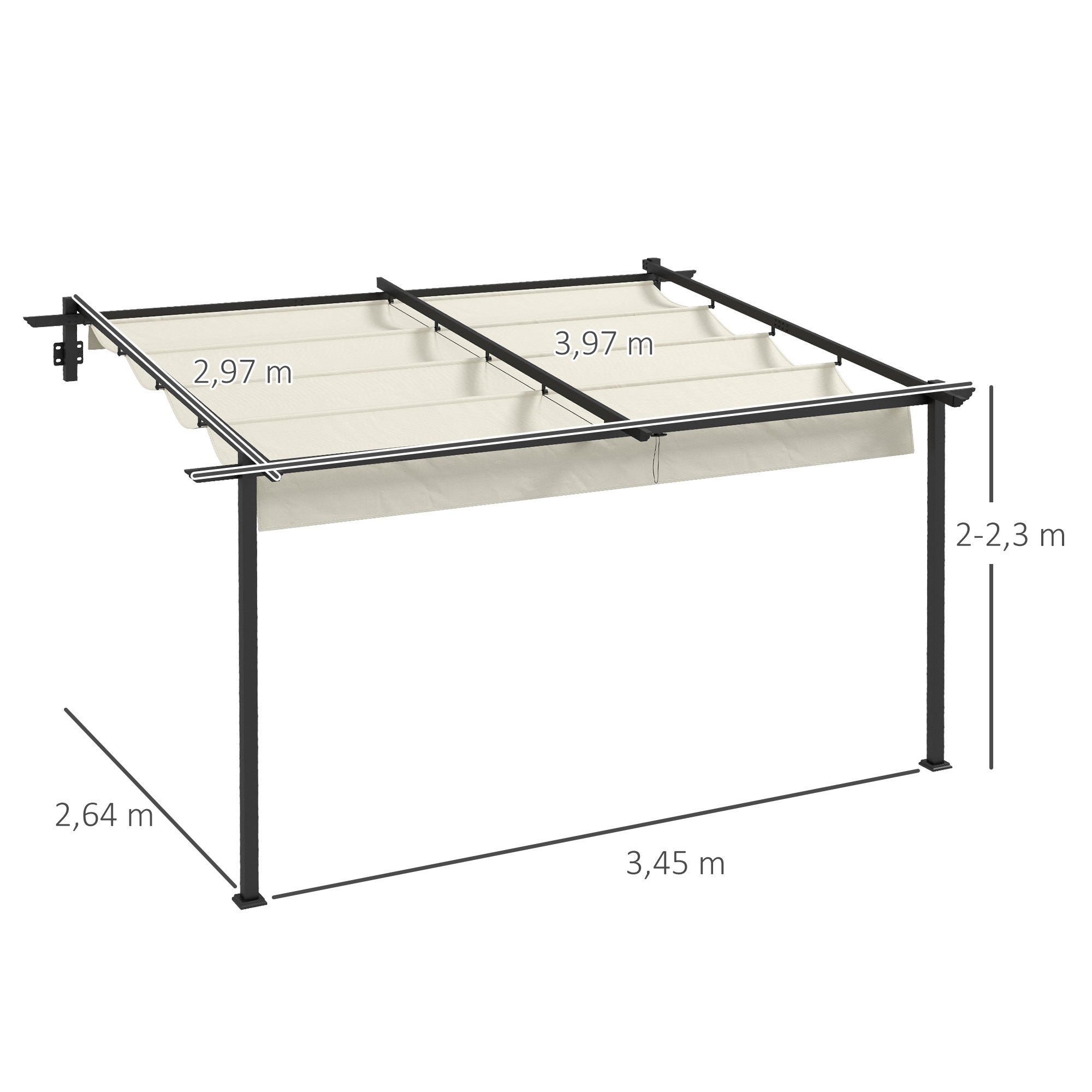 Pérgola Outsunny Acero, Poliéster Crema 397x297x230 cm - 3