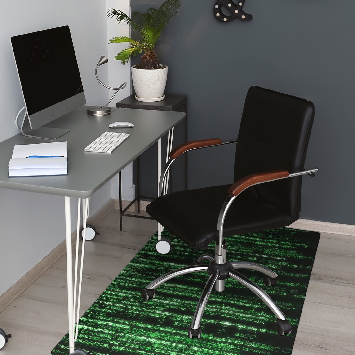 Podkładka pod krzesło biurowe, Cyfrowy ciąg znaków 140x100 cm naturalna – Tulup - 4