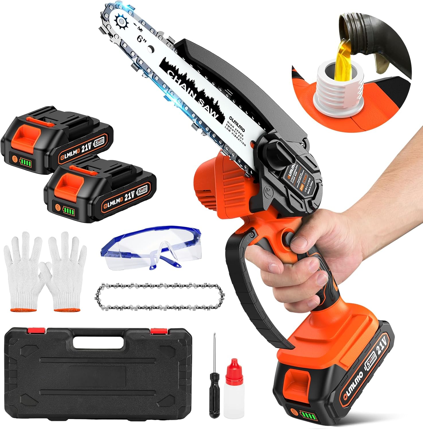 Mini tronçonneuse avec batterie, 6 pouces, batterie de 4000 mAh, 68 m — free download