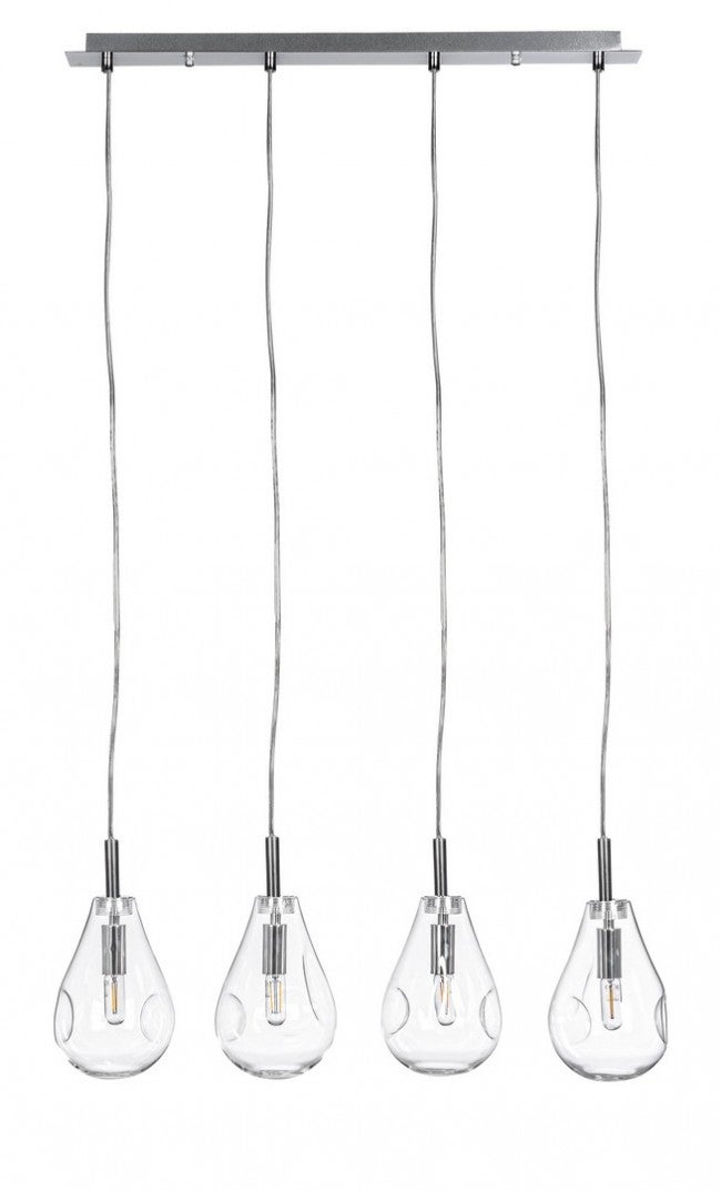 Lustre 4 lumières 75x15x120h transparent argenté | Leroy Merlin