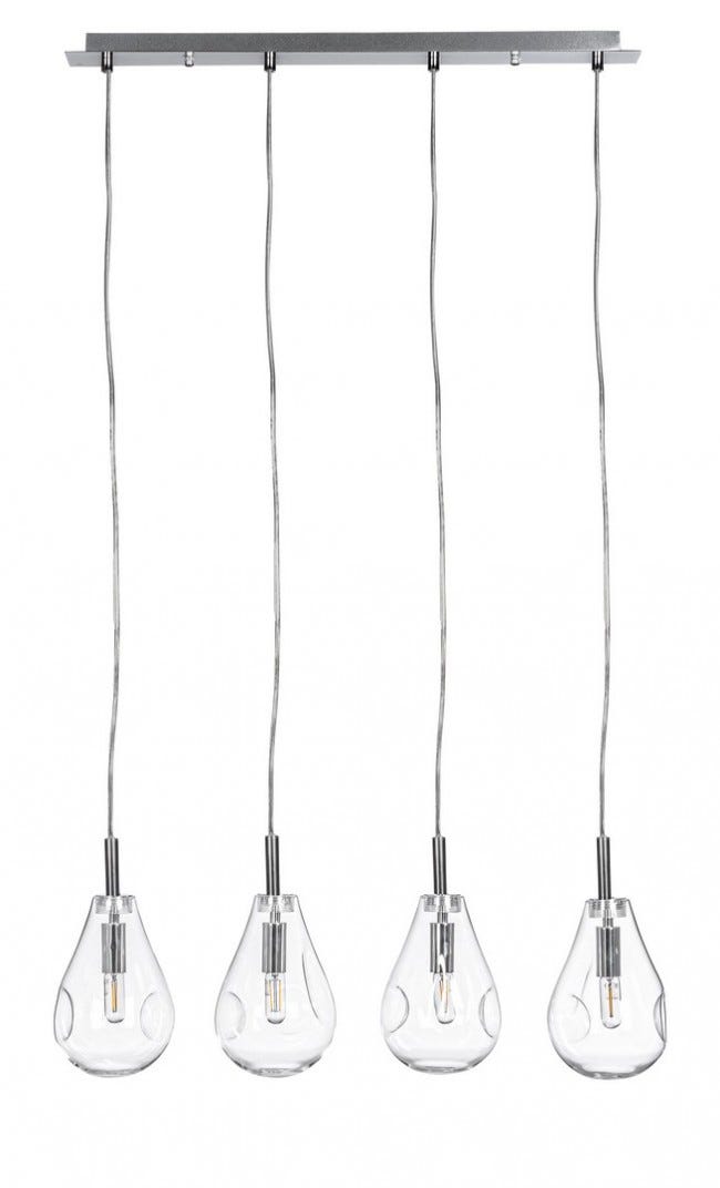 Lustre 4 lumières 75x15x120h transparent argenté | Leroy Merlin