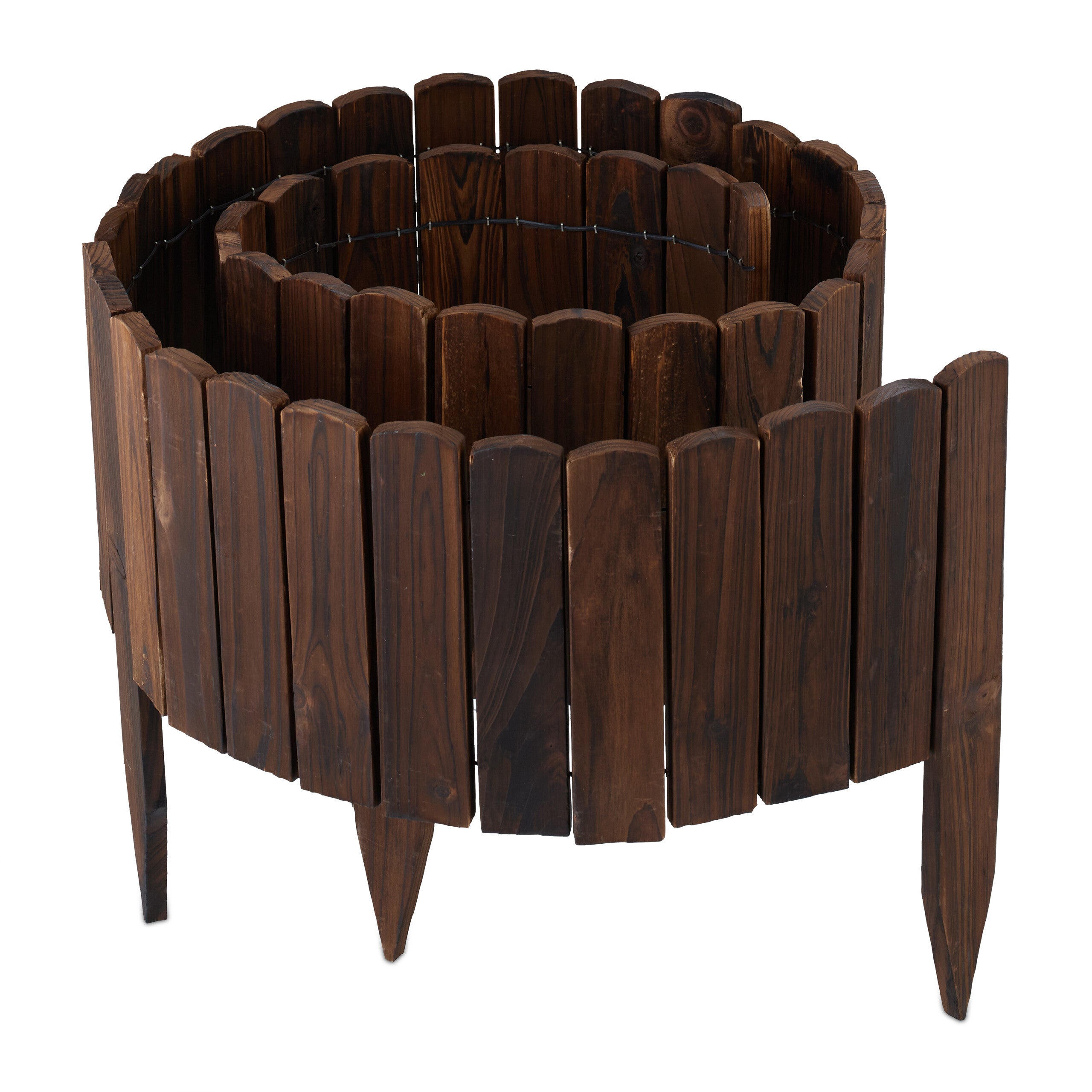 Recinzione Legno Per Giardino - Flessibile, Altezza 20 Cm, Lunghezza 120 Cm, Marrone
