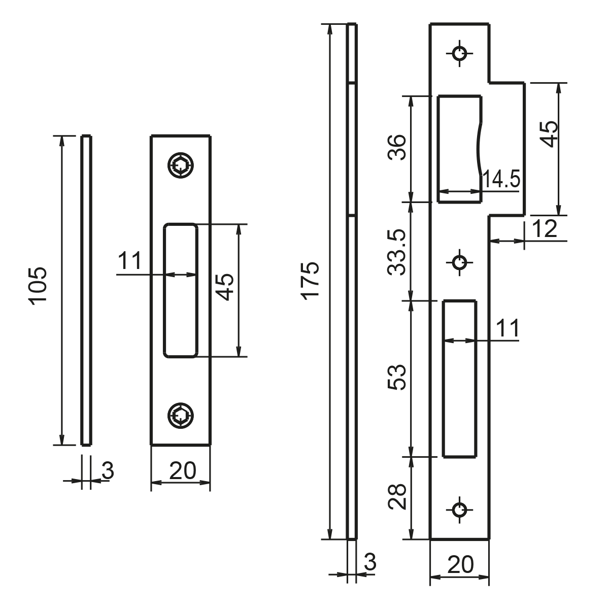Gâche Pour Pêne Dormant - Métalux Dyme - Finition Mat - Cylindre 2