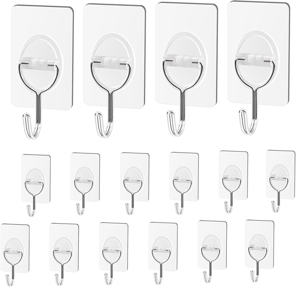 Crochets Adhésifs Transparents - Lot De 6, Support 5 Kg Max, Sans Percer - Pour Cuisine, Salle De Bain, Surfaces Lisses